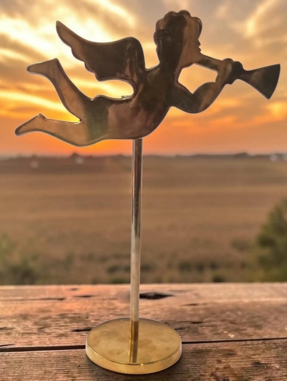 Vintage Brass Angel Trumpeter Candlestick Candle Holder Cherub Christmas Decor